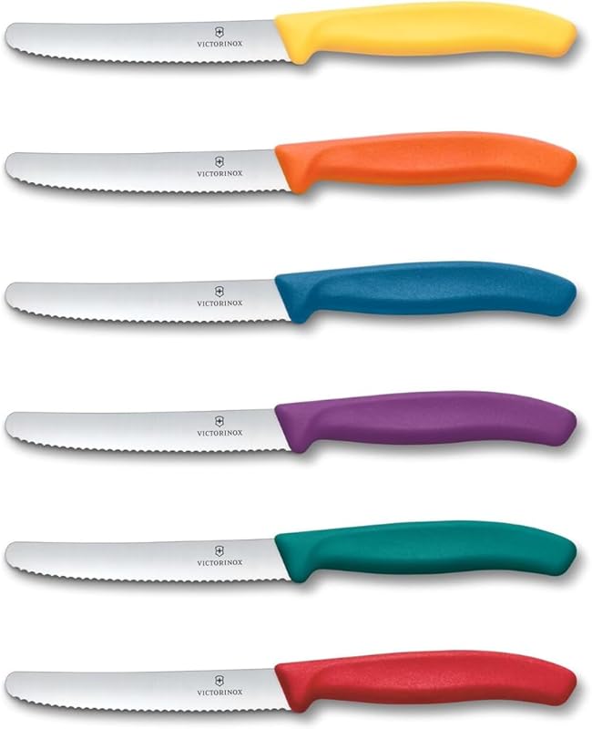 Victorinox Swiss Classic Breakfast Knife, Bread Knife, Sharp Blade, Serrated, 11 cm, Plastic Handle, Stainless