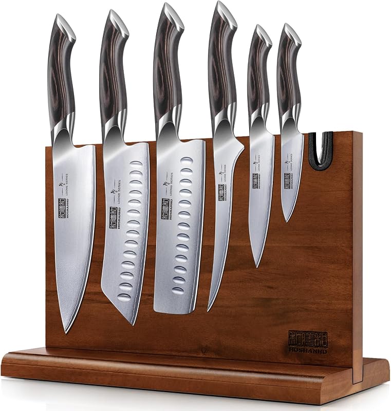 HOSHANHO 7pcs Kitchen Knife Set Kitchen Knife with Magnetic Block | High Carbon Japanese Stainless Steel Ultra