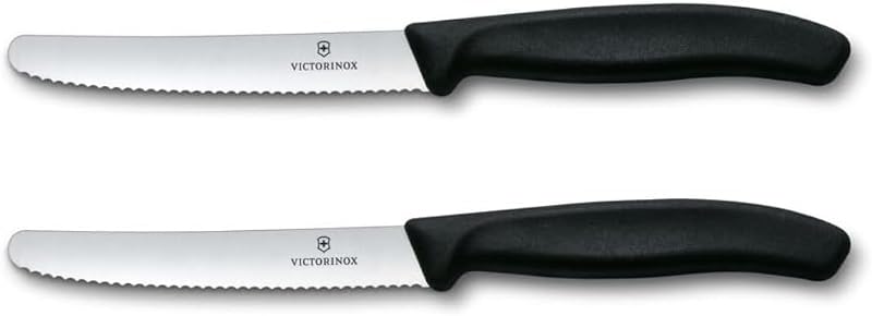 Victorinox Swiss Classic, Breakfast Knife, Bread Knife, Sharp Blade, Serrated, 11 cm, Plastic Handle, Stainles