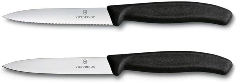 Victorinox Swiss Classic Tomato and Vegetable Knife Set, 2 Pieces, Extra Sharp Blade, Plastic Handle, Stainles