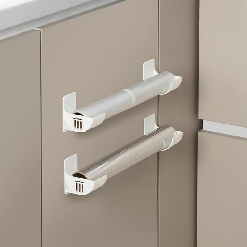 4 Pack Adhesive Kitchen Organizers No Drilling Wall Mounted Storage Shelf for Plastic Bags Parchment Paper Spa