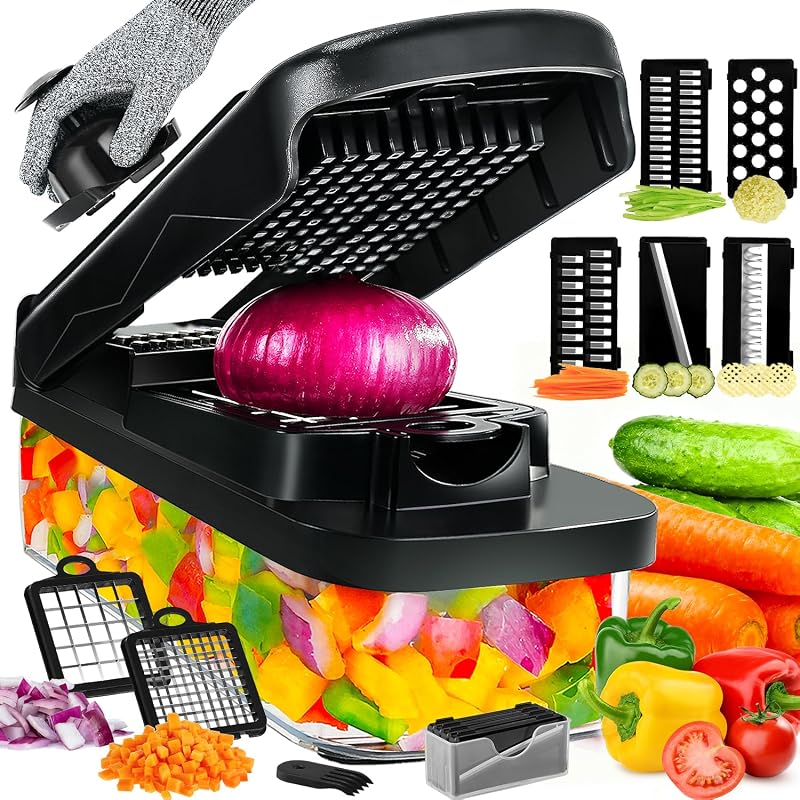 Enleber Kitchen Mandolin Cutter, Manual Vegetable Cutter with Replaceable Blades, Multifunctional Vegetable Cu