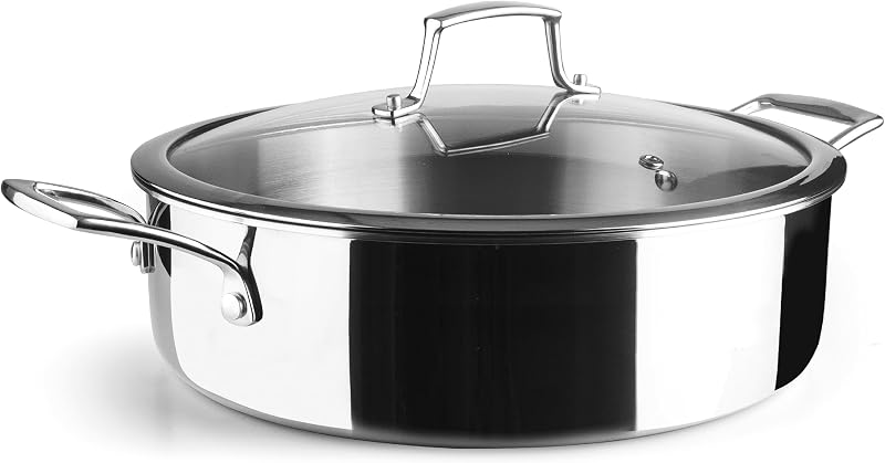 Lacor 60888 Trichef Low Saucepan, 5 L, 28 cm, Acer Acer... | Made of food grade stainless steel; high corrosio