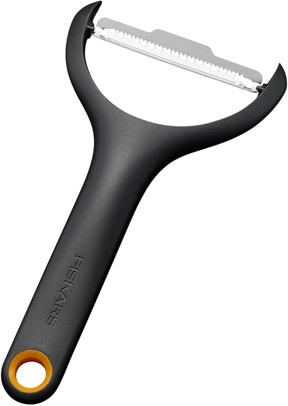 Fiskars Functional Form 1079909 Julienne Y-Shaped Peeler for Thin Vegetable Strips, Swivel Blade, Stainless St