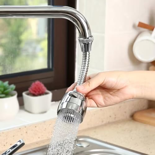 360 Rotating Kitchen Faucet Nozzle, 2 Flow Modes, Splash Resistant and Water Saving, Retractable Faucet Extend