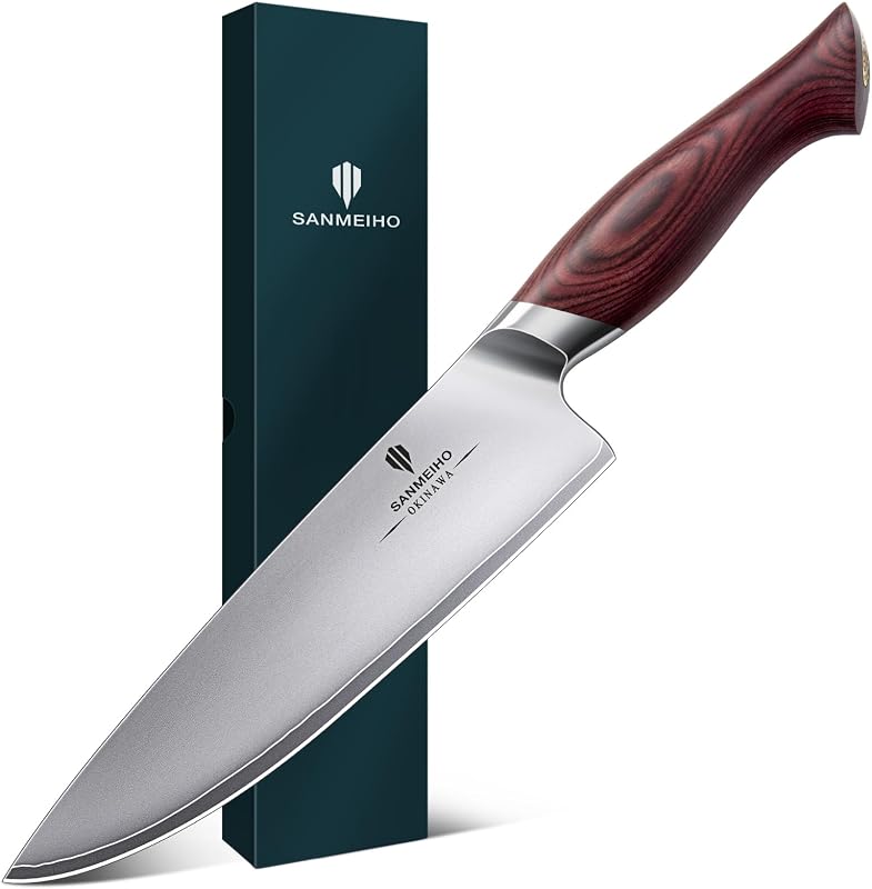 SANMEIHO Japanese Chef Knife 20cm, Professional Kitchen Knife - Ultra Sharp 5-Layer Stainless Steel Blade 10Cr
