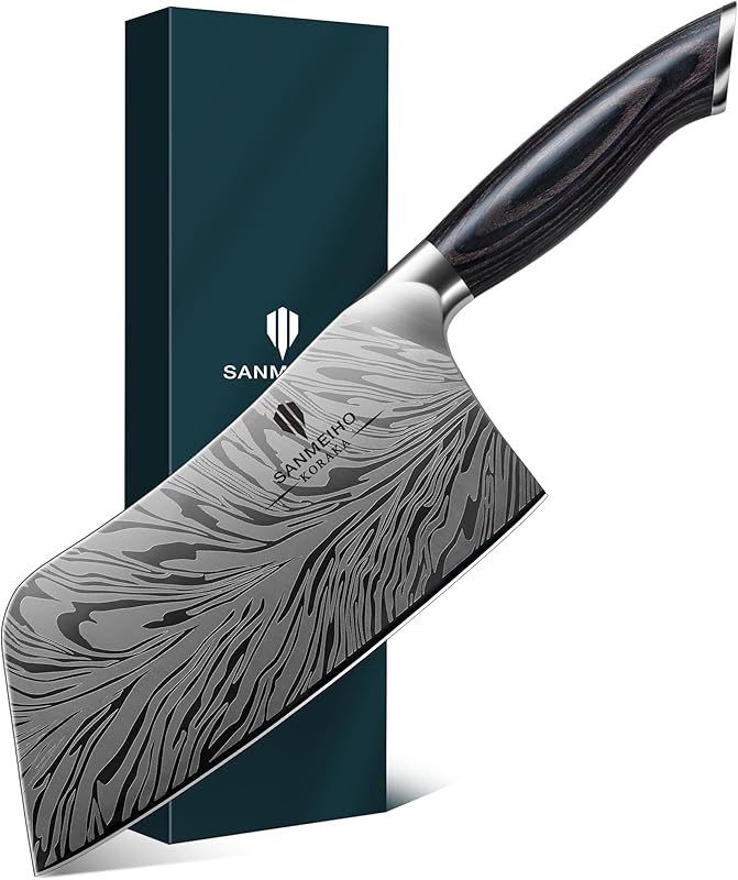 SANMEIHO Professional Kitchen Knife 18 cm – Japanese Powder Steel 63 HRC Chef Knife Super 12° Steel Butcher Kn