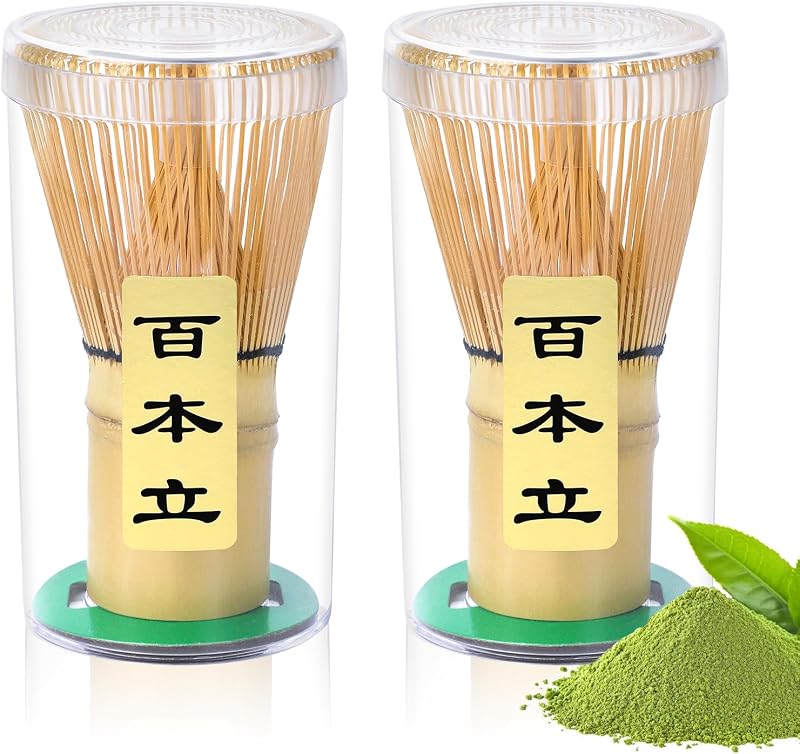 Alyvisun 2 Pieces Matcha Whisk with 76 Strands, Traditional Handmade Matcha Whisk for Smooth and Sparkling Mat