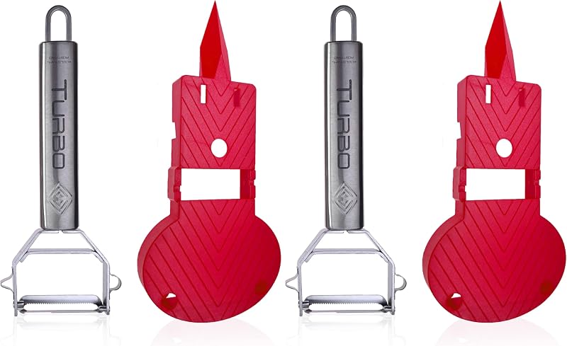 TURBO PRODUKTE Turbo Combi Plus Universal Peeler Including Cutting Board - Two Way Cuts - For Left and Right H