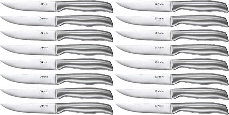 D.Perlla Steak Knife, Extra Sharp Straight Blade Steak Knife Set, Professional Straight Edge Steak Knife for K