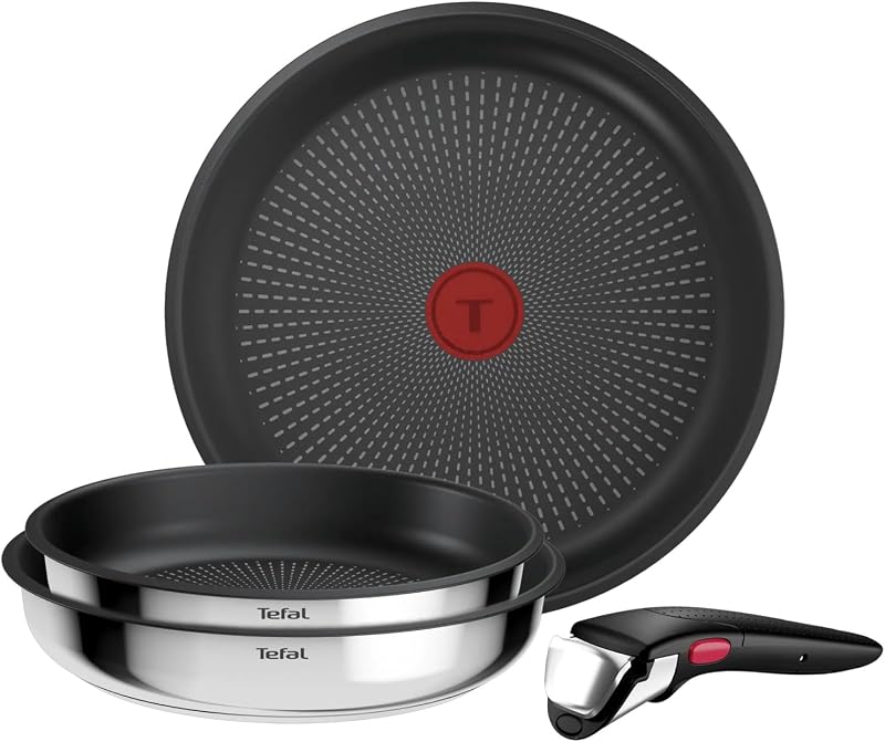 Tefal Comfort Max 4-Piece Cookware Set, Stackable Pans & Pots, Compact Design, Removable Handle, L966S444